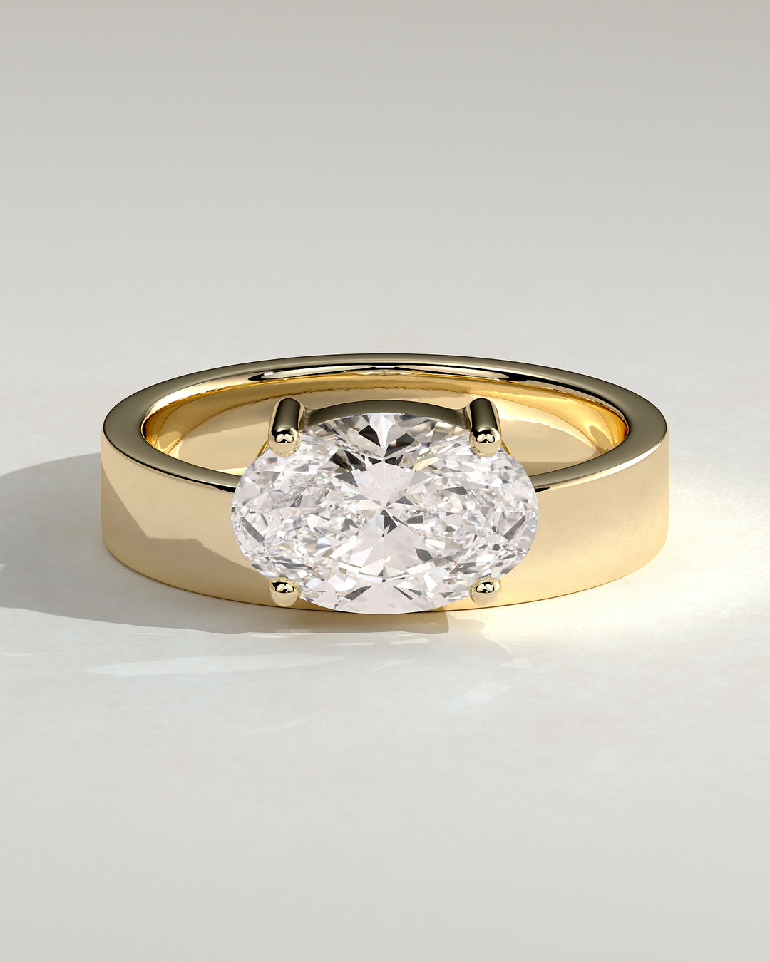 2.0ct East West Oval IGI Certified Lab Grown Diamond Solitaire Engagement Ring