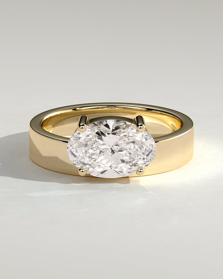 2.0ct East West Oval IGI Certified Lab Grown Diamond Solitaire Engagement Ring