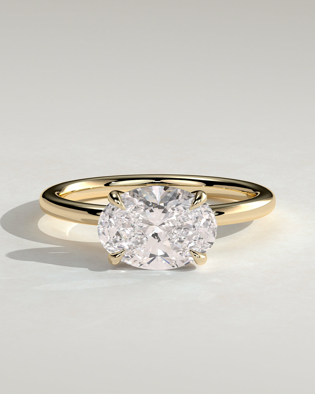 2.0ct East West Oval IGI Lab Diamond Solitaire Engagement Ring