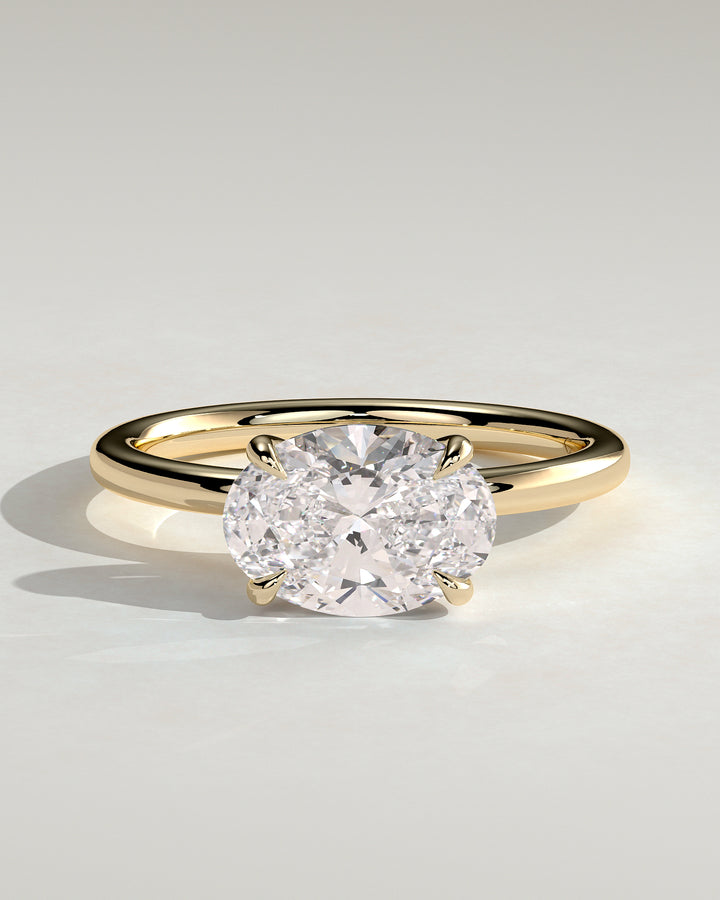 2.0ct East West Oval IGI Lab Diamond Solitaire Engagement Ring