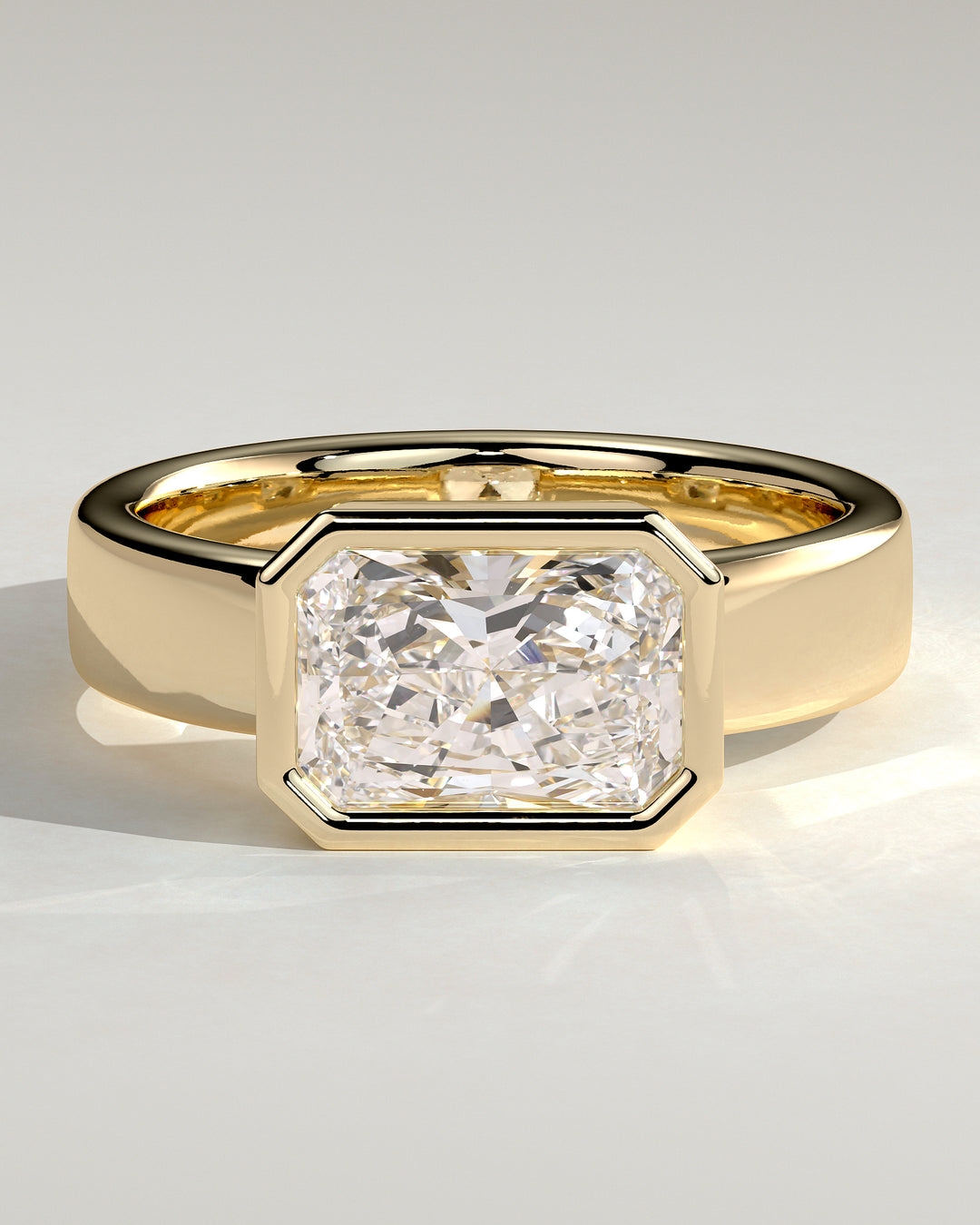 2.0ct  East West Radiant Bezel Set Diamond Solitaire Engagement Ring