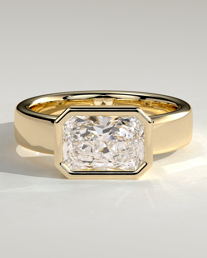 2.0ct  East West Radiant Bezel Set Diamond Solitaire Engagement Ring