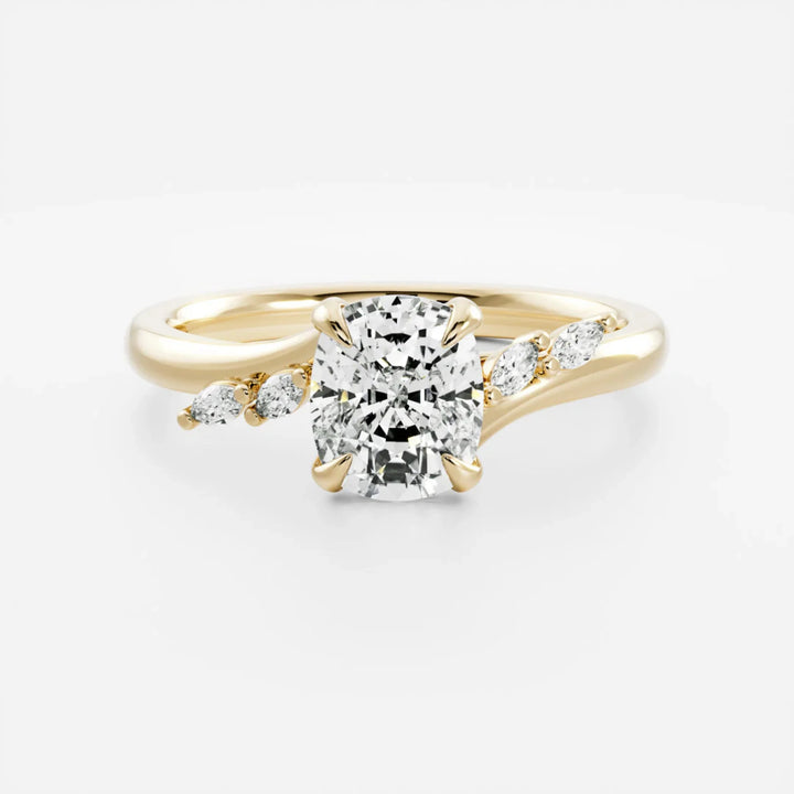 2 carat elongated cushion cluster engagement ring lab grown diamond IGI certified