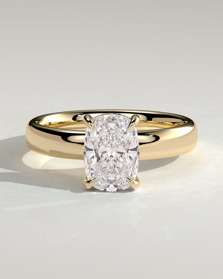 2.0ct Elongated Cushion Hidden Halo Solitaire Engagement Ring