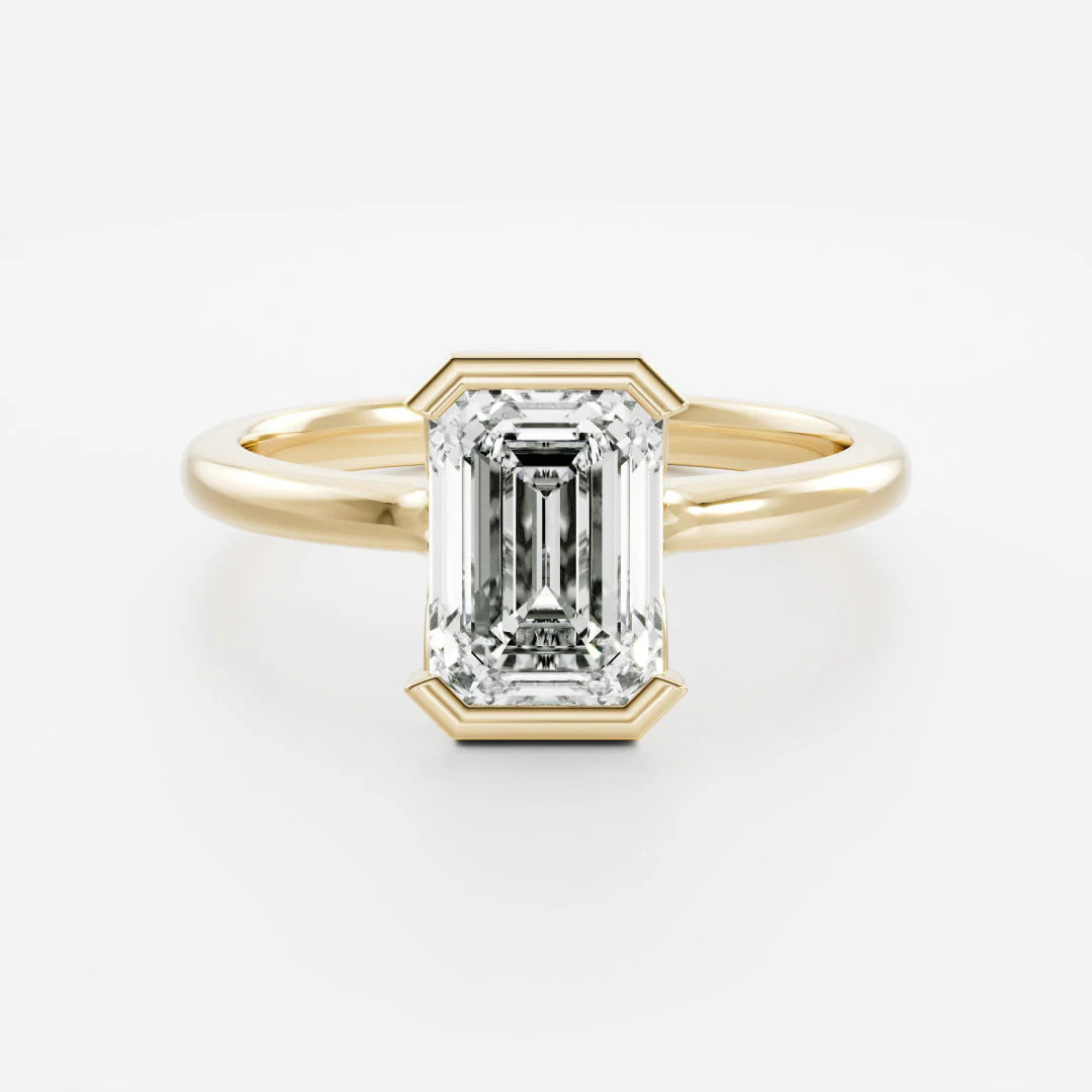 2ct emerald IGI lab grown diamond half bezel engagement ring USA