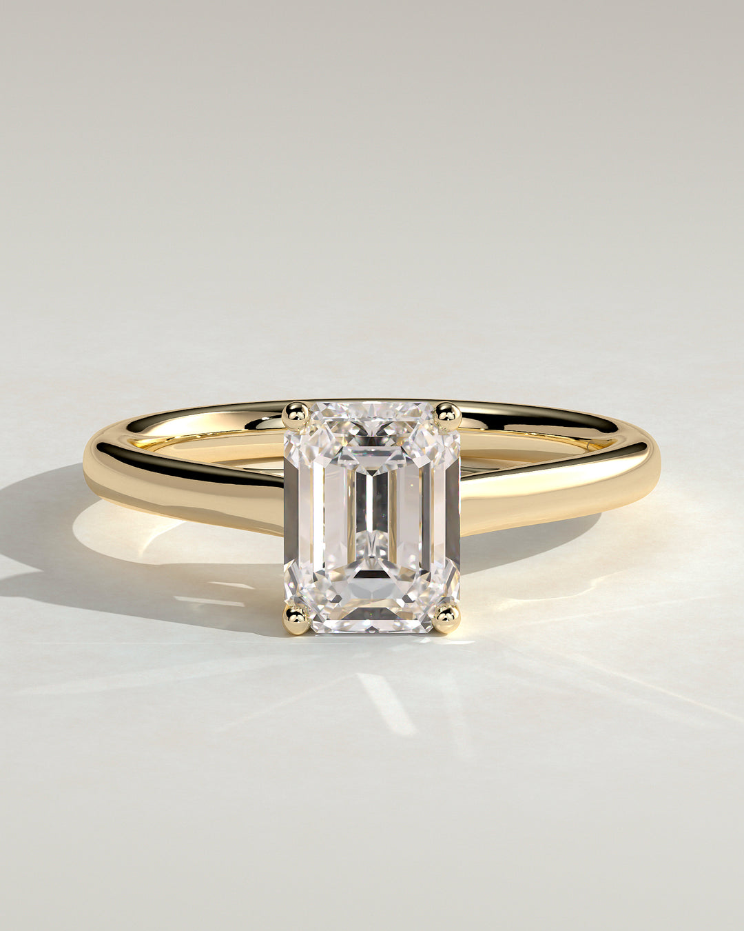 2.0ct Emerald Cut Solitaire Spiral Gallery & Cathedral Setting Engagement Ring