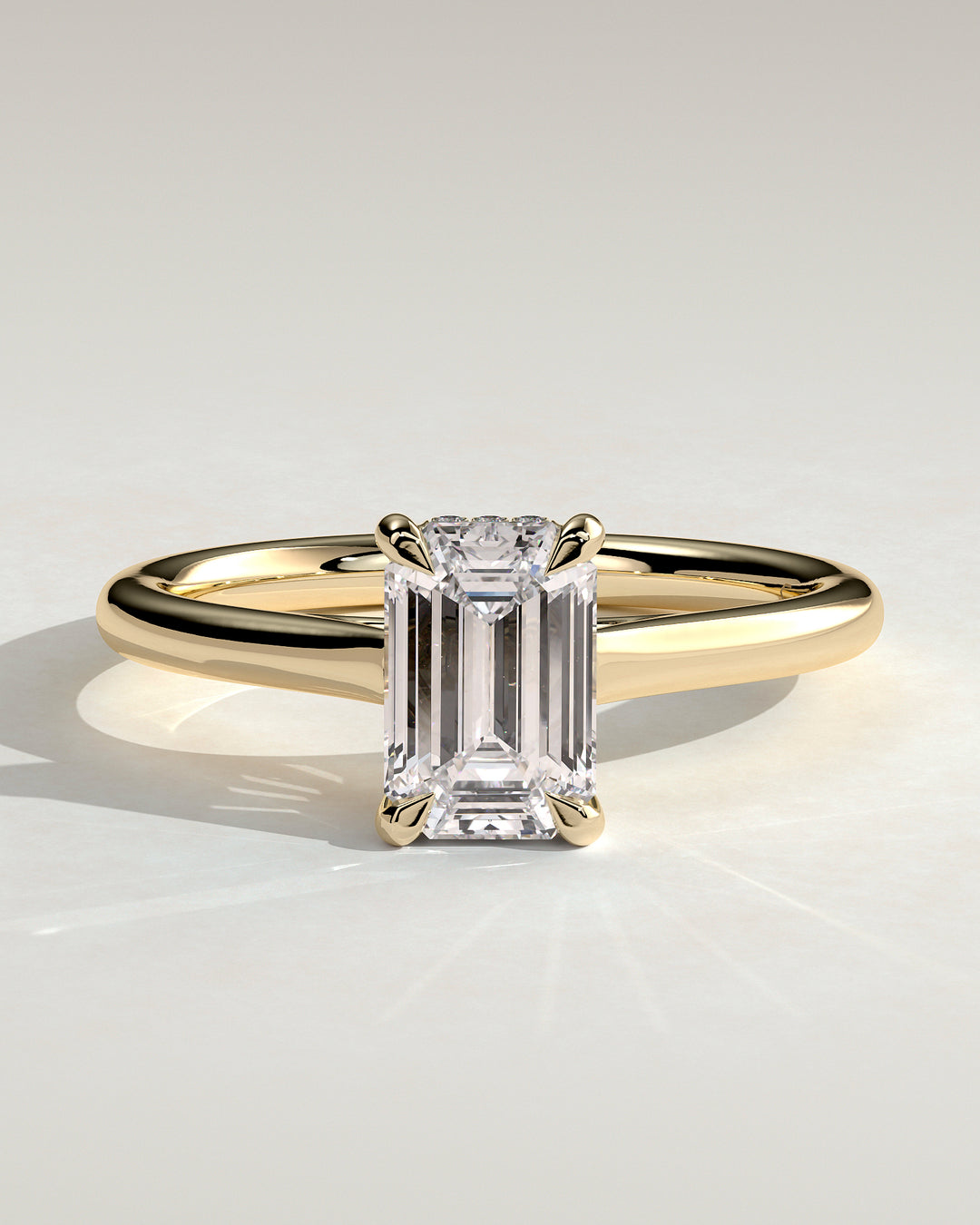 2.0ct Emerald Hidden Halo E/VS2 Cathedral Setting Engagement Ring