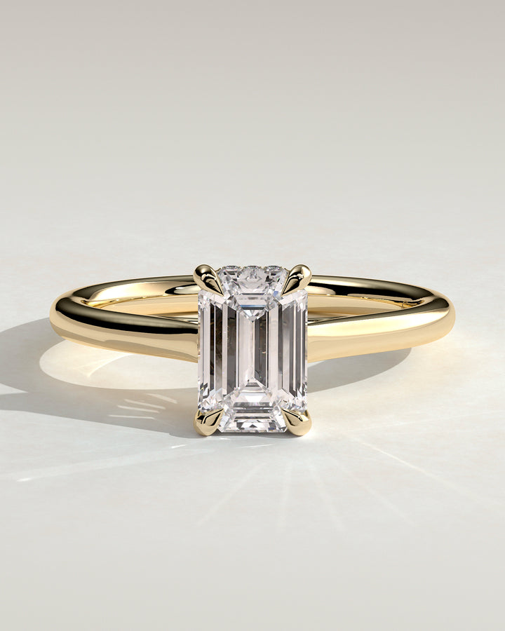 2.0ct Emerald Hidden Halo E/VS2 Cathedral Setting Engagement Ring