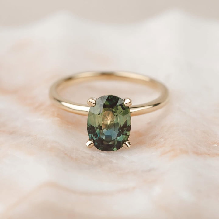 2.0ct Green Oval Lab Grown Diamond Solitaire Engagement Ring