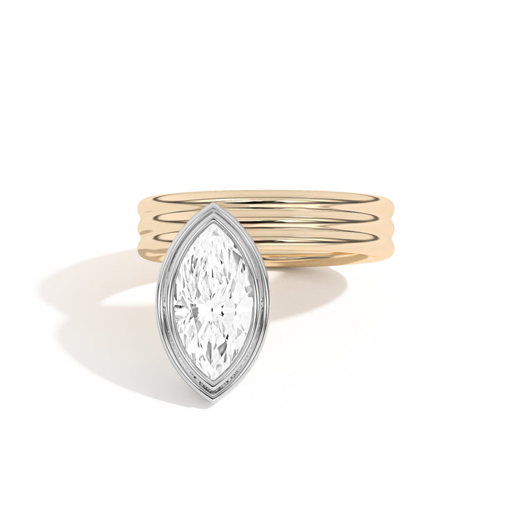 Marquise Bezel Set Lab Grown Diamond Engagement Ring