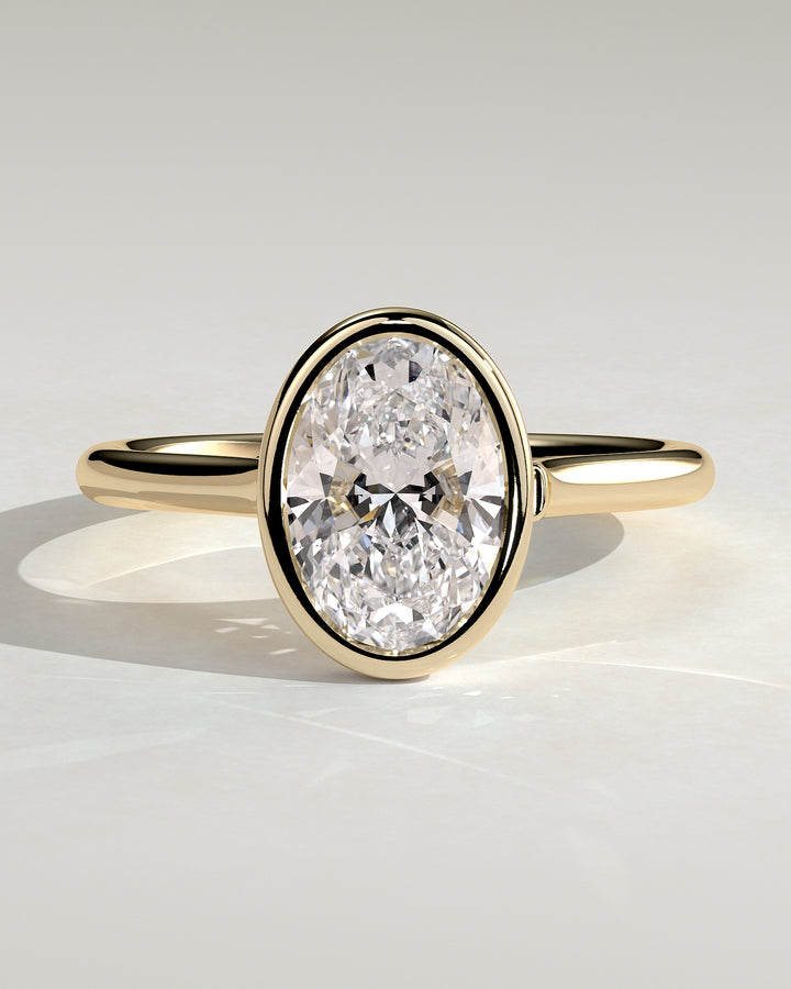 2.0ct Oval Bezel IGI Certified Lab Grown Diamond Solitaire Engagement Ring