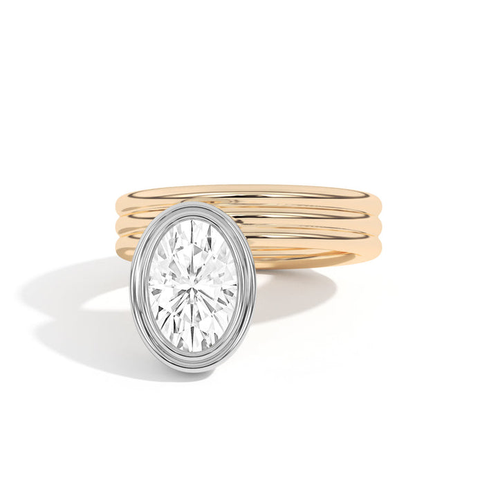 Oval Bezel Set Lab Grown Diamond Engagement Ring
