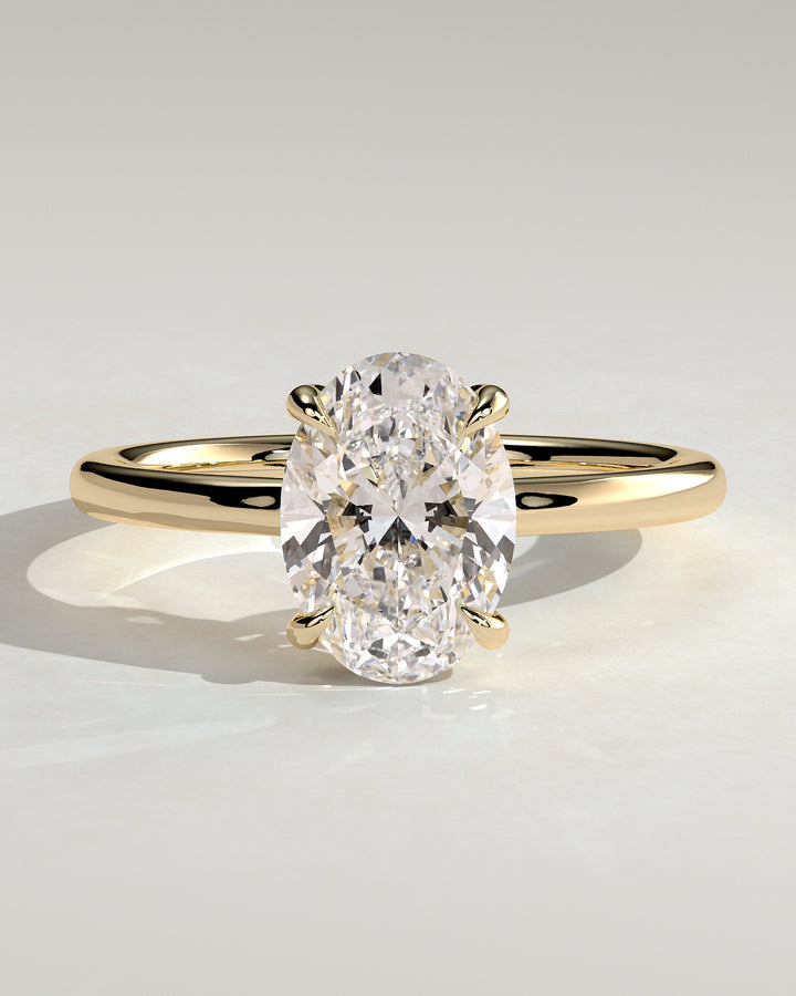 2.0ct Oval Hidden Halo E/VSS2 Cathedral Setting Engagement Ring