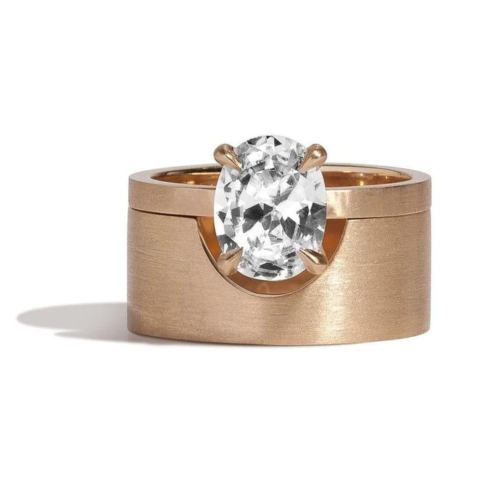 Oval Lab Grown Diamond Cigar Band Engagement Ring