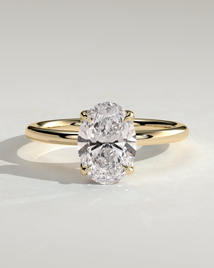 2.0ct Oval Solitaire Hidden Accents Petal Gallery Engagement Ring