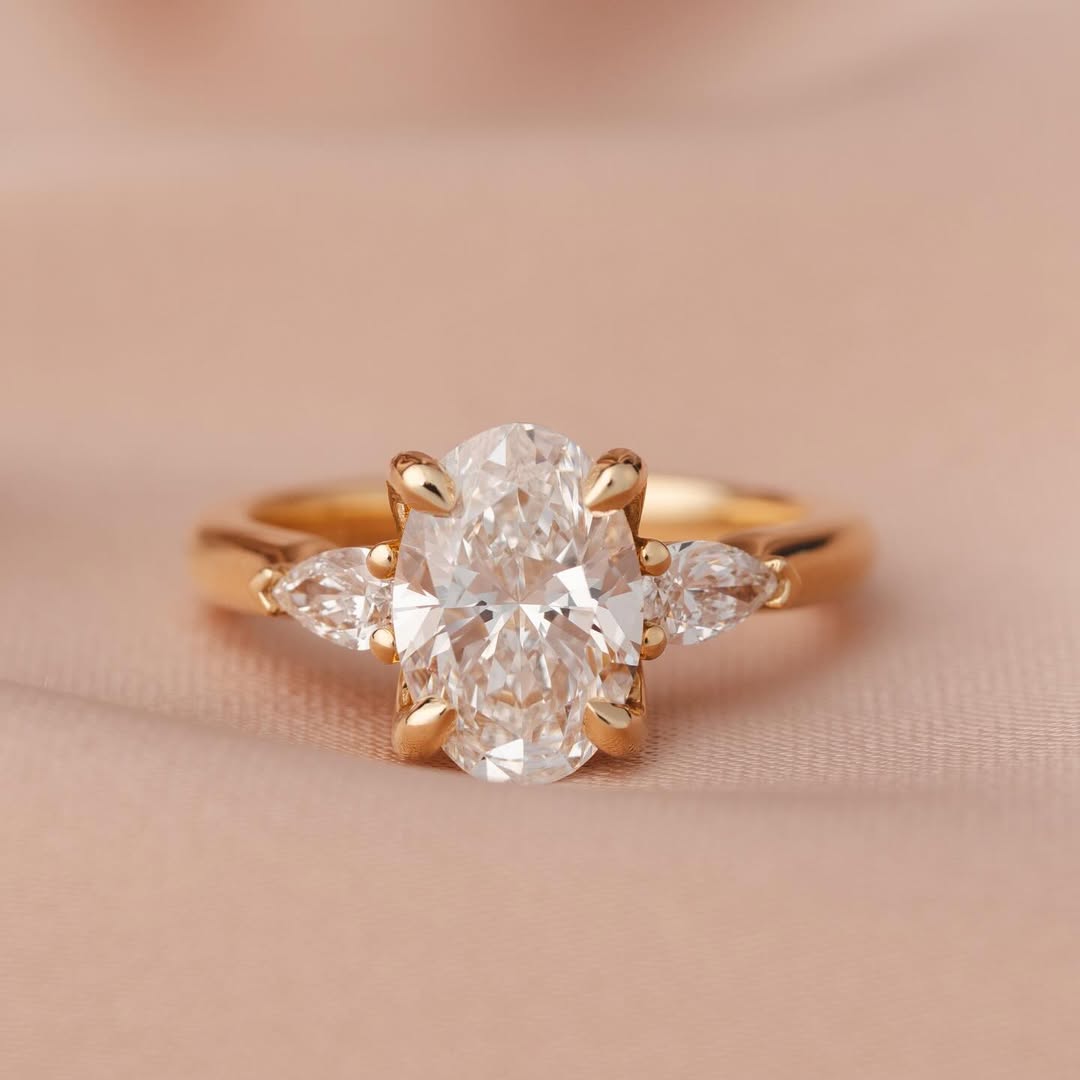 2.0ct Oval Three Stone Lab Grown Diamond Engagement Ring