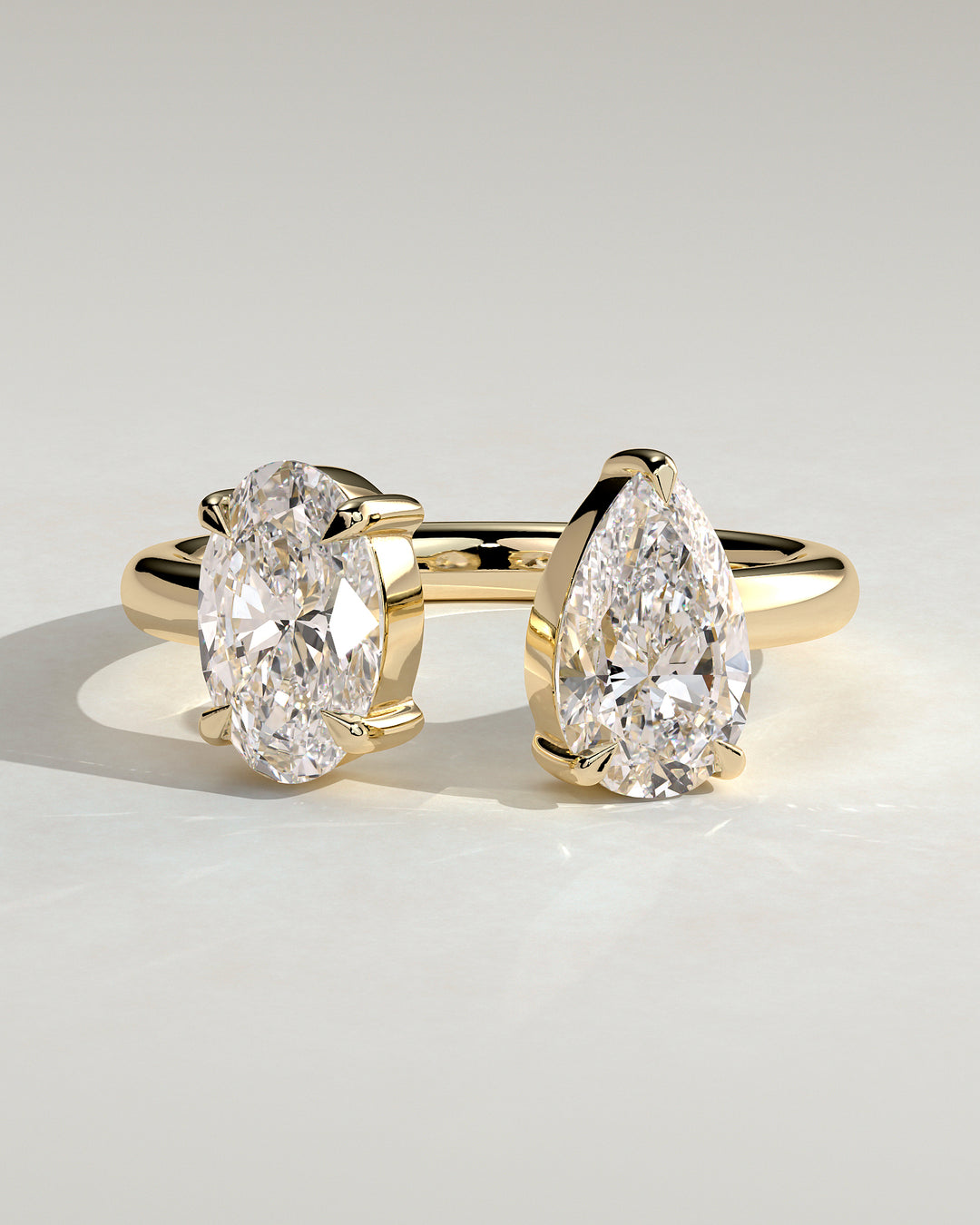 2.0ct Oval and Pear Toi et Moi  Open Band Engagement Ring