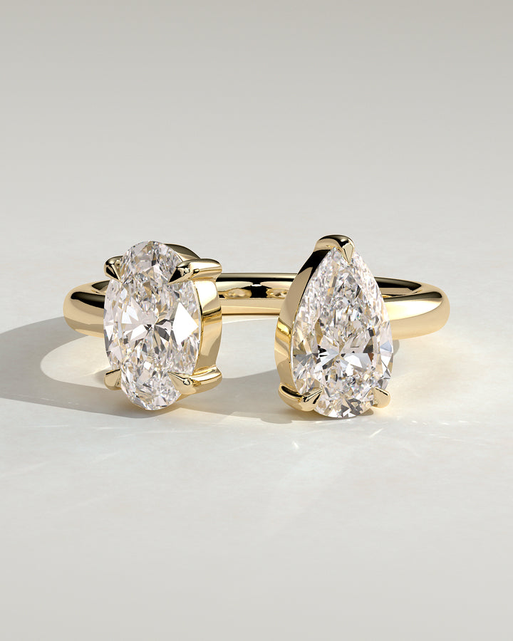 2.0ct Oval and Pear Toi et Moi  Open Band Engagement Ring