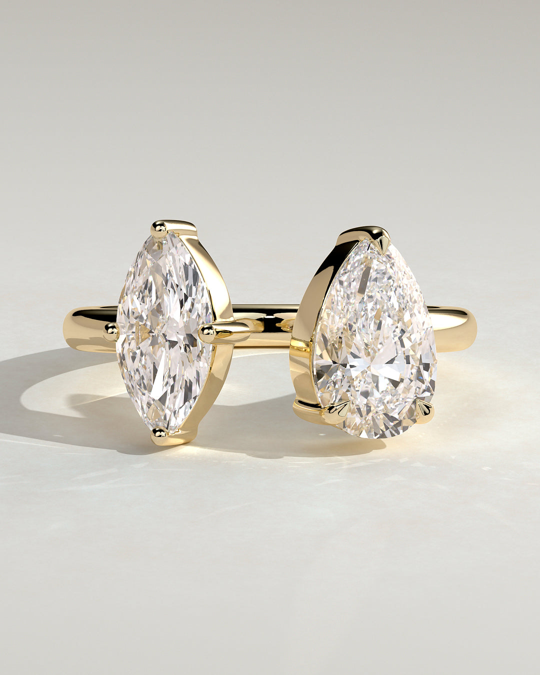 2.0ct Pear And Marquise Toi et Moi Open Band Engagement Ring