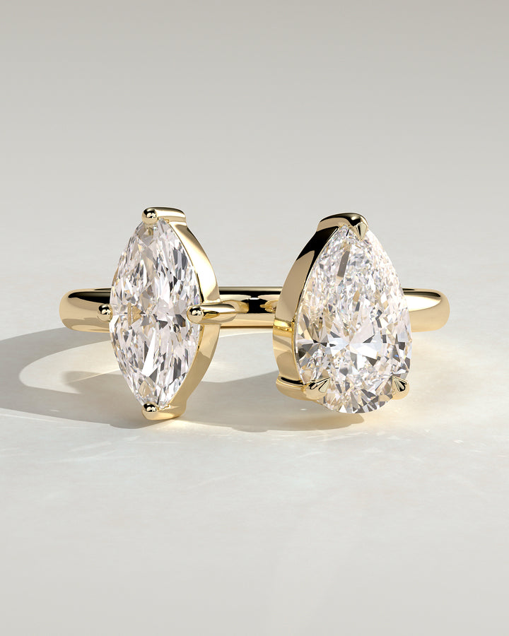 2.0ct Pear And Marquise Toi et Moi Open Band Engagement Ring
