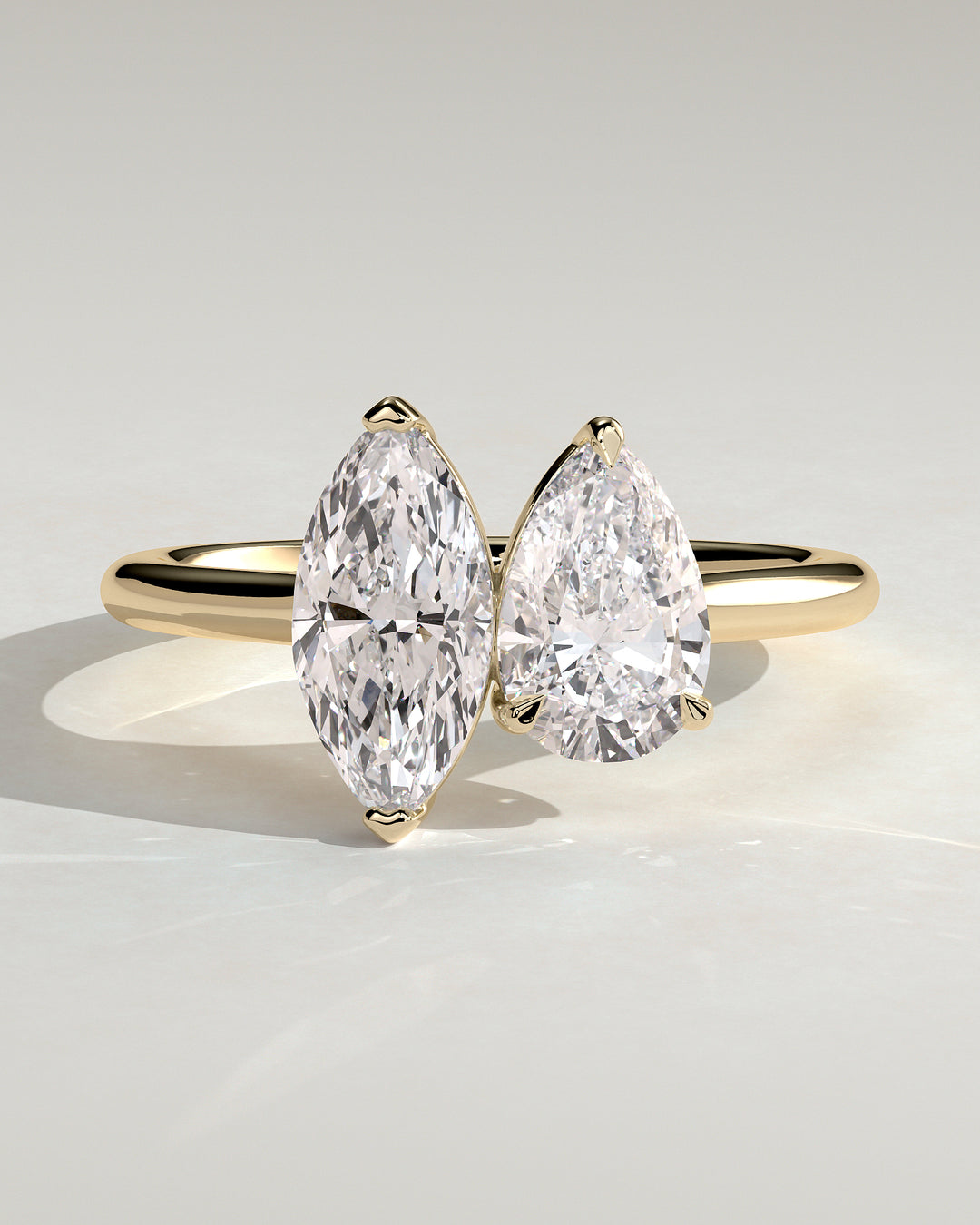 2.0ct Pear and Marquise Toi et Moi Cathedral Engagement Ring