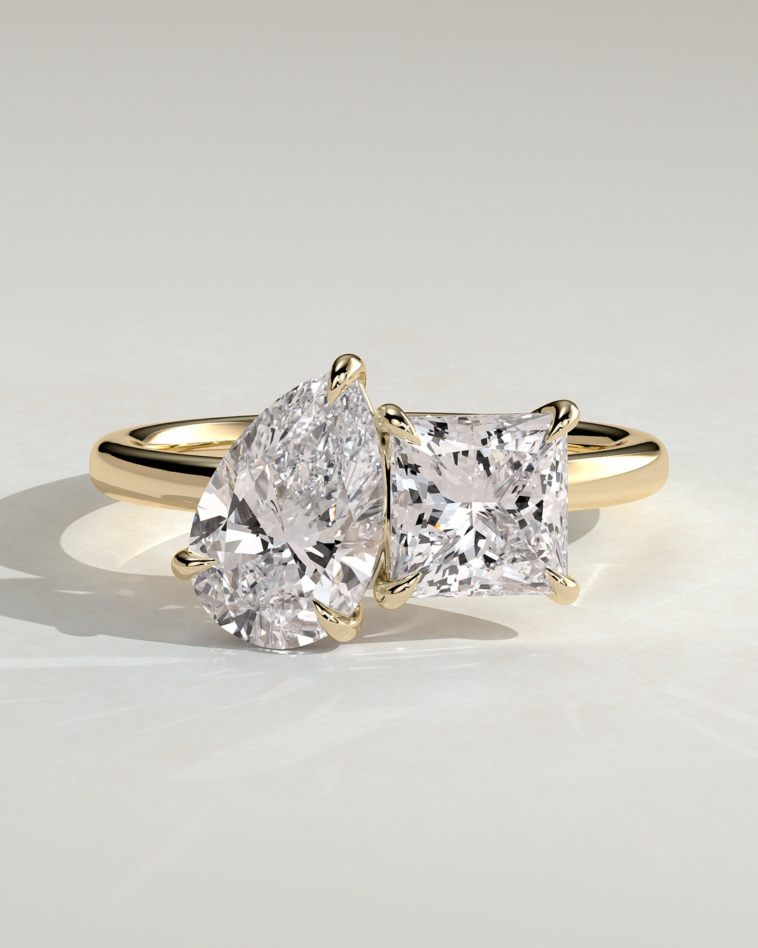 2.0ct Pear and Princess Lab Grown Diamond Toi et Moi Engagement Ring