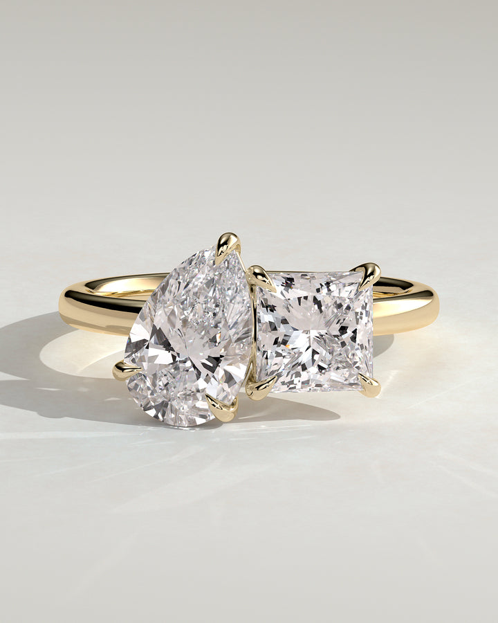 2.0ct Pear and Princess Lab Grown Diamond Toi et Moi Engagement Ring