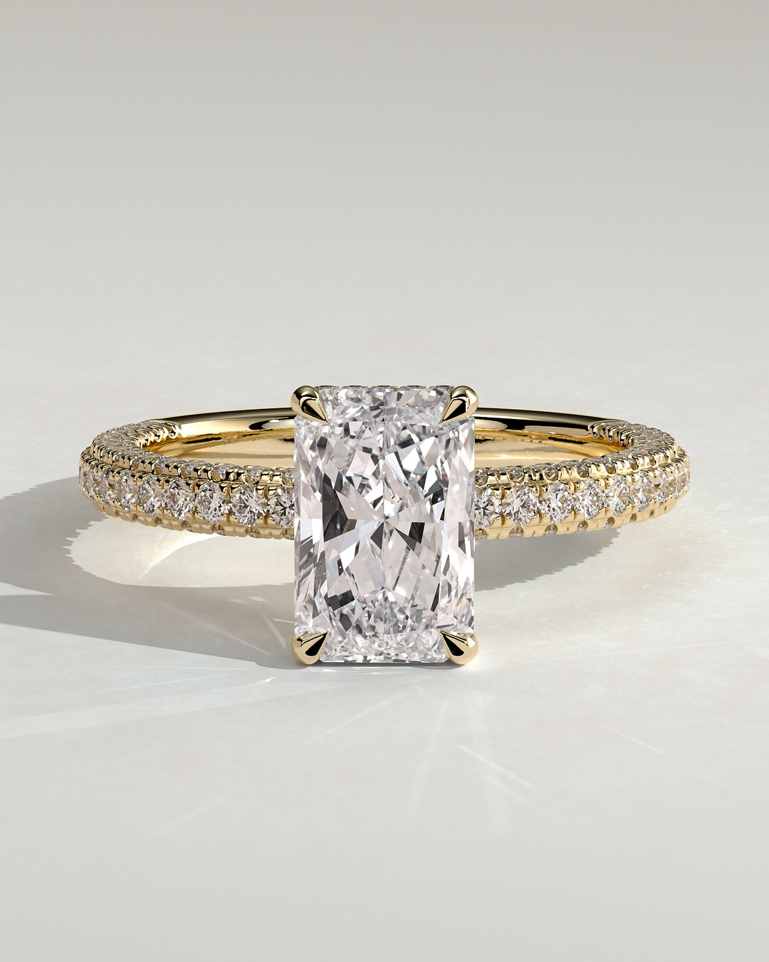 radiant hidden halo engagement ring