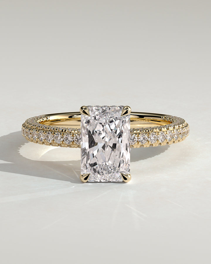radiant hidden halo engagement ring