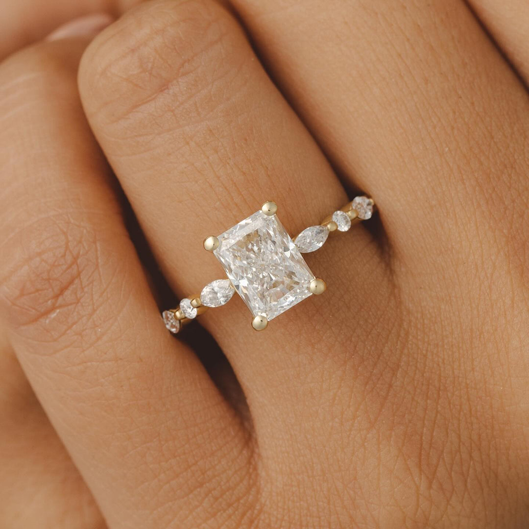 2.0ct Radiant IGI Certified Distance Pave Engagement Ring
