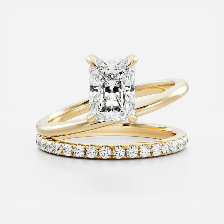 2 carat radiant double band pavé engagement ring lab grown diamond USA