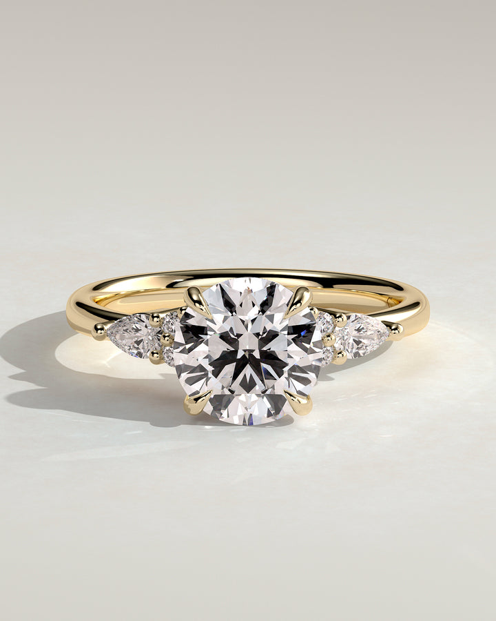 2.0ct Round Cut Pear Accents and Round Shoulder Stones Engagement Ring