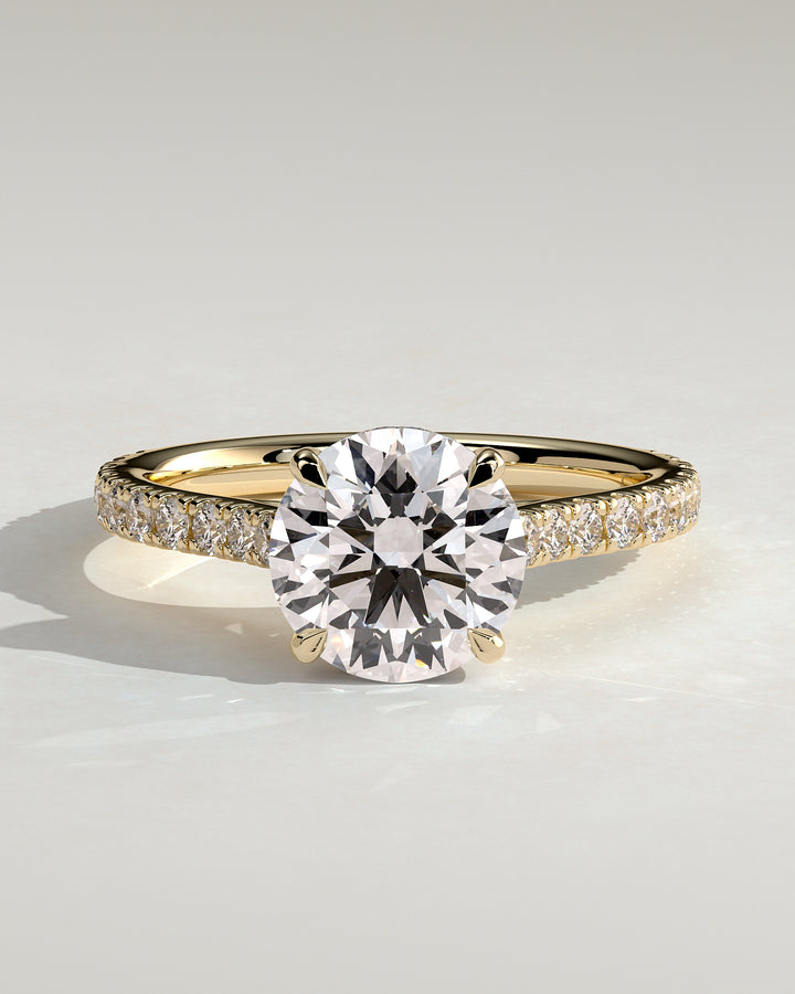 2.0ct Round E/VS2 IGI Certified Diamond Hidden Halo Pave Engagement Ring
