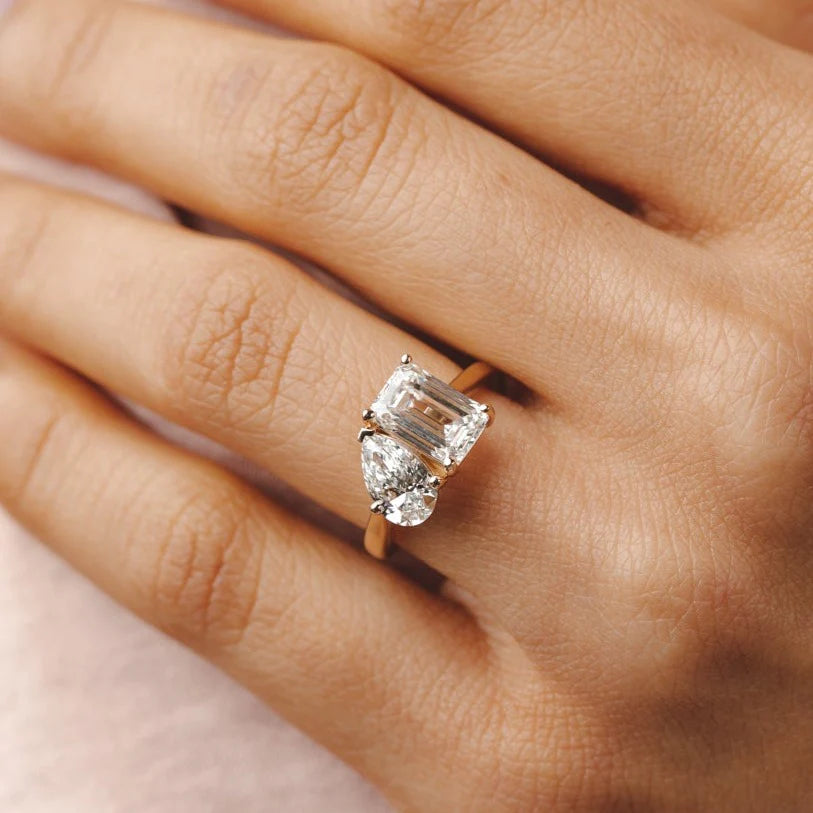 2.0ct Toi Et Moi Emerald Cut & Pear Lab Grown Diamond Ring