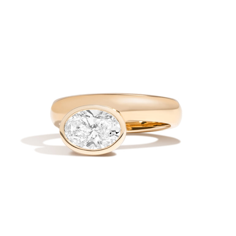 Oval Bezel Set Lab Diamond Engagement Ring