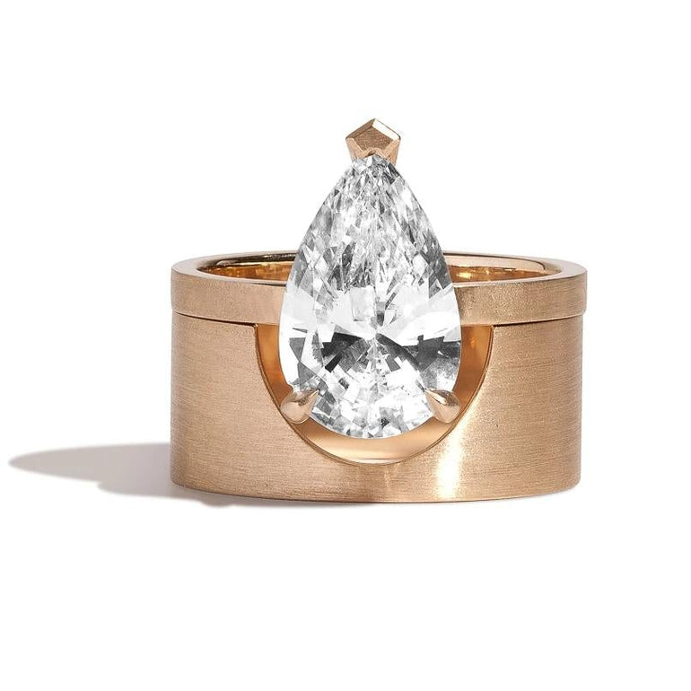 Pear Lab Grown Diamond Cigar Band Engagement Ring