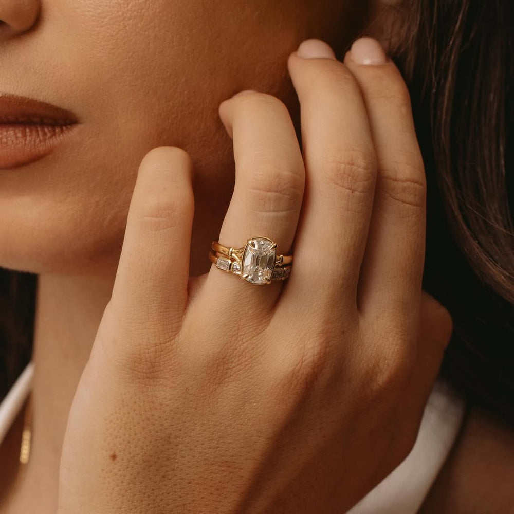 Cushion Bezel Set Engagement Ring