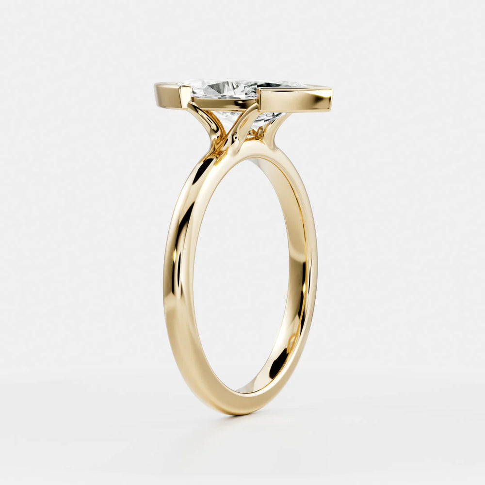 2.5 carat marquise half bezel engagement ring lab grown diamond IGI certified solitaire