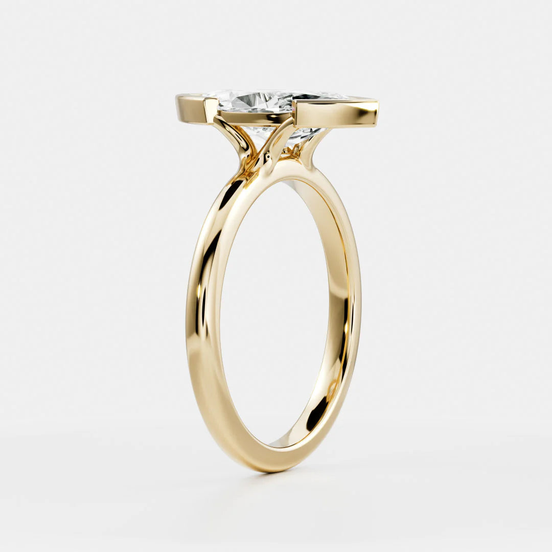 2.5 carat marquise half bezel engagement ring lab grown diamond IGI certified solitaire