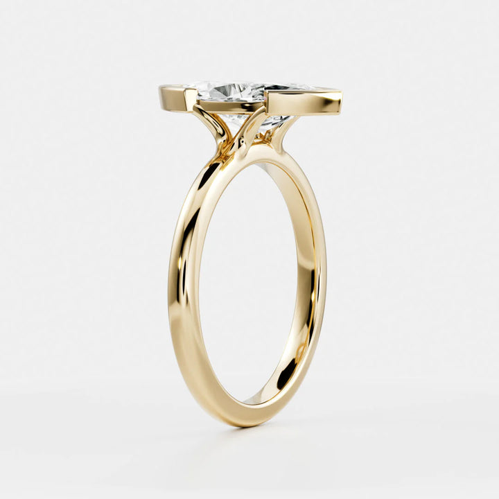 2.5 carat marquise half bezel engagement ring lab grown diamond IGI certified solitaire