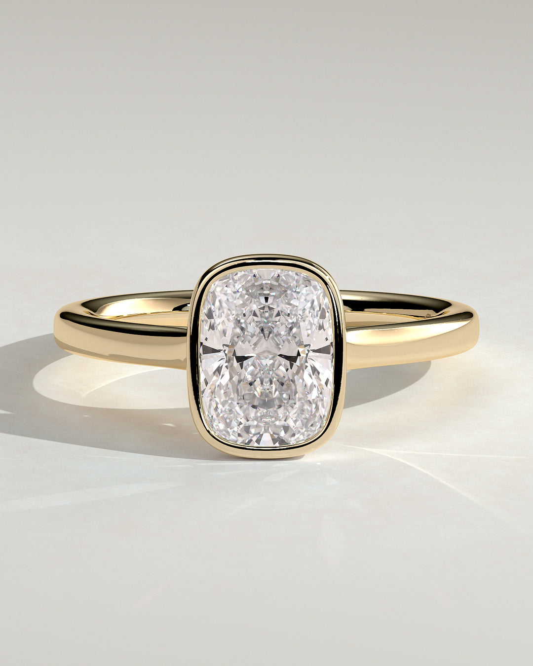 2.5ct Elongated Cushion Bezel Set Lab Grown Diamond Engagement Ring