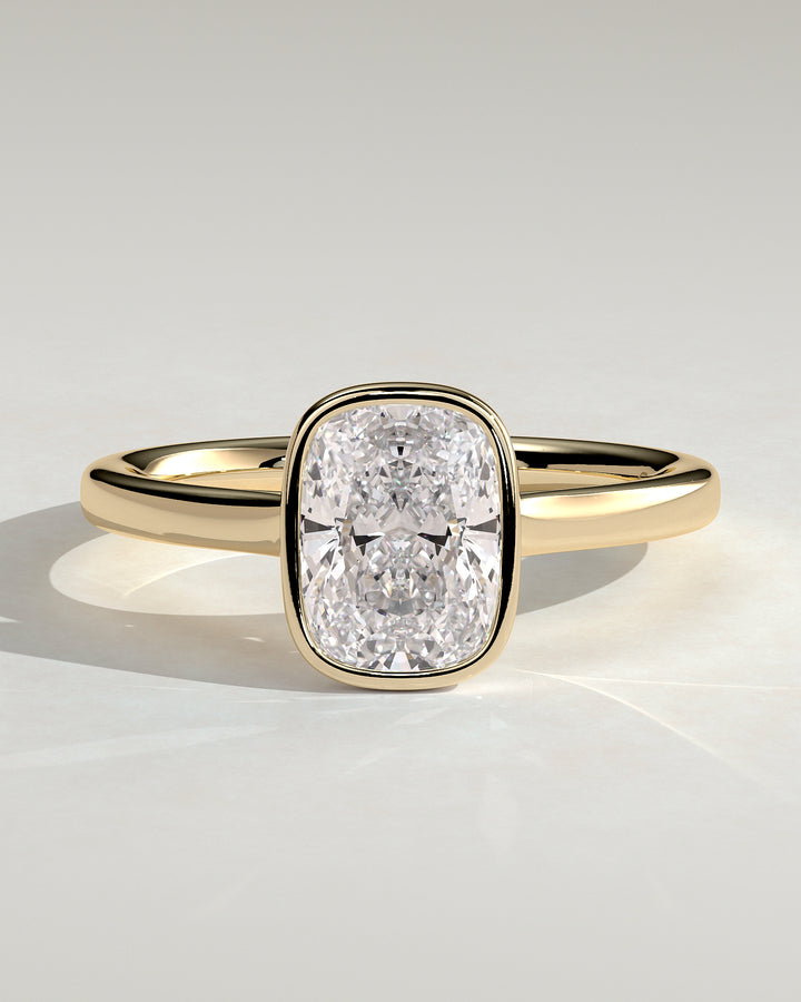 2.5ct Elongated Cushion Bezel Set Lab Grown Diamond Engagement Ring