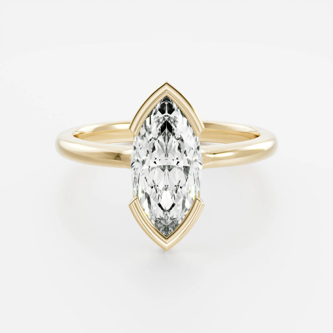2.5ct marquise IGI lab grown diamond half bezel engagement ring USA