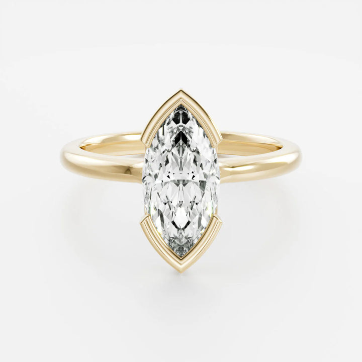 2.5ct marquise IGI lab grown diamond half bezel engagement ring USA