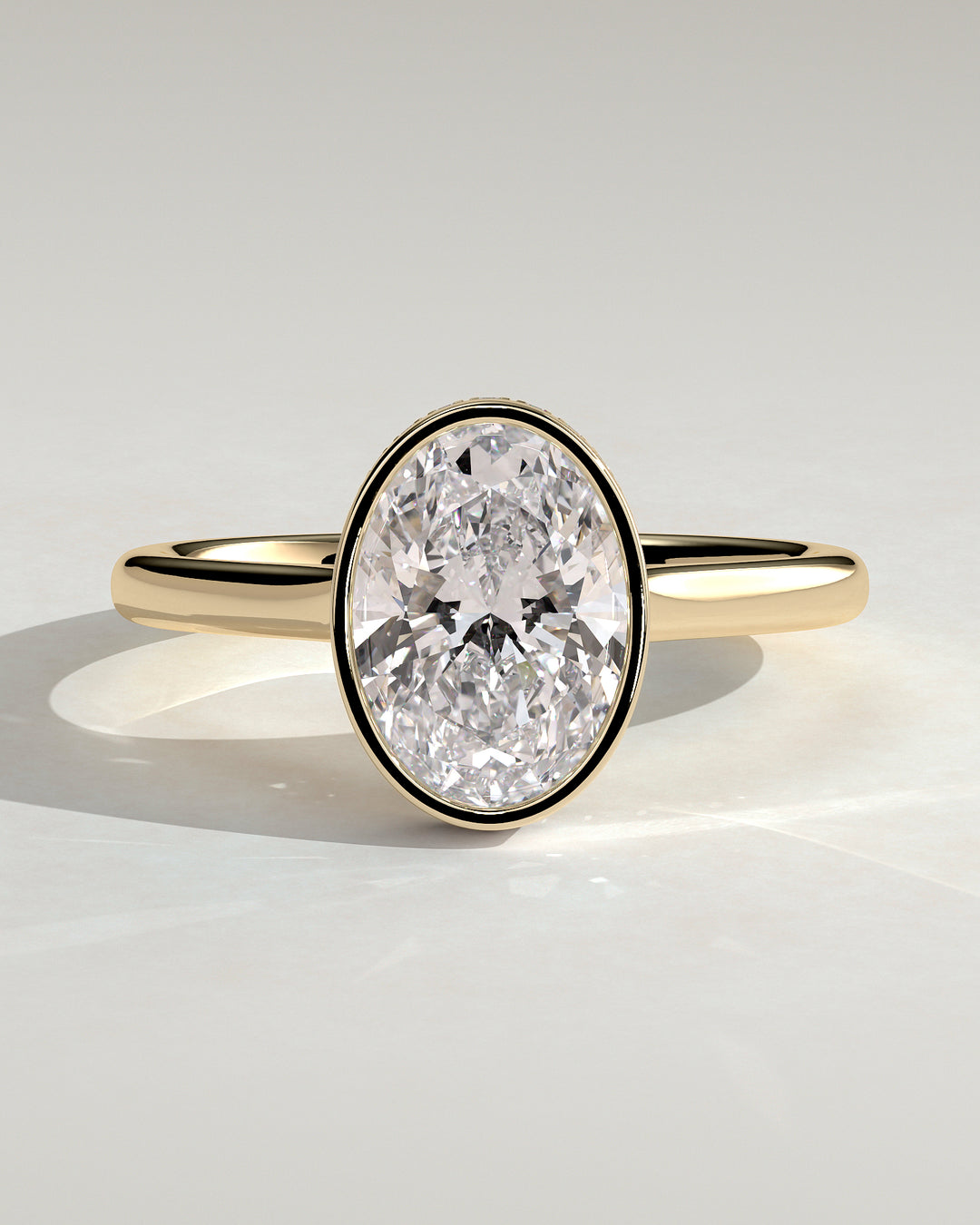 2.5ct Oval Bezel Set D/VSS2 Hidden Halo Engagement Ring