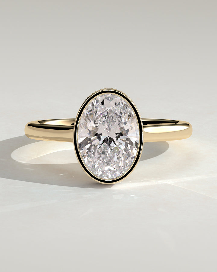 2.5ct Oval Bezel Set D/VSS2 Hidden Halo Engagement Ring