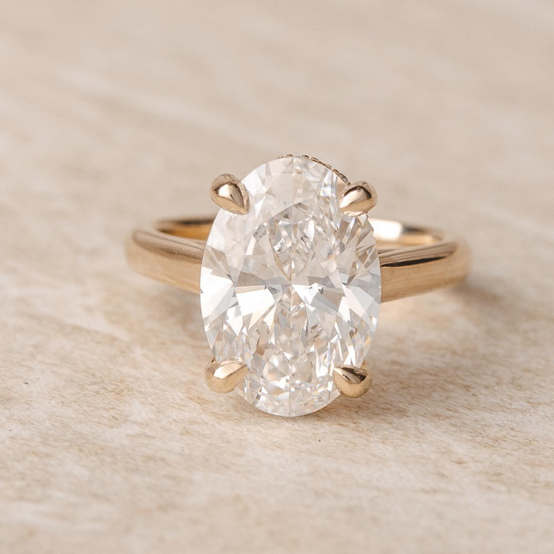 2.5ct Oval Hidden Halo Lab Grown Diamond Solitaire Engagement Ring
