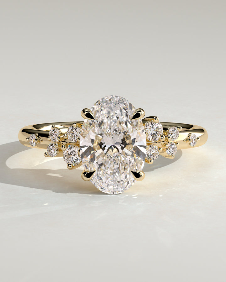 oval lab grown diamond engagement ring cluster