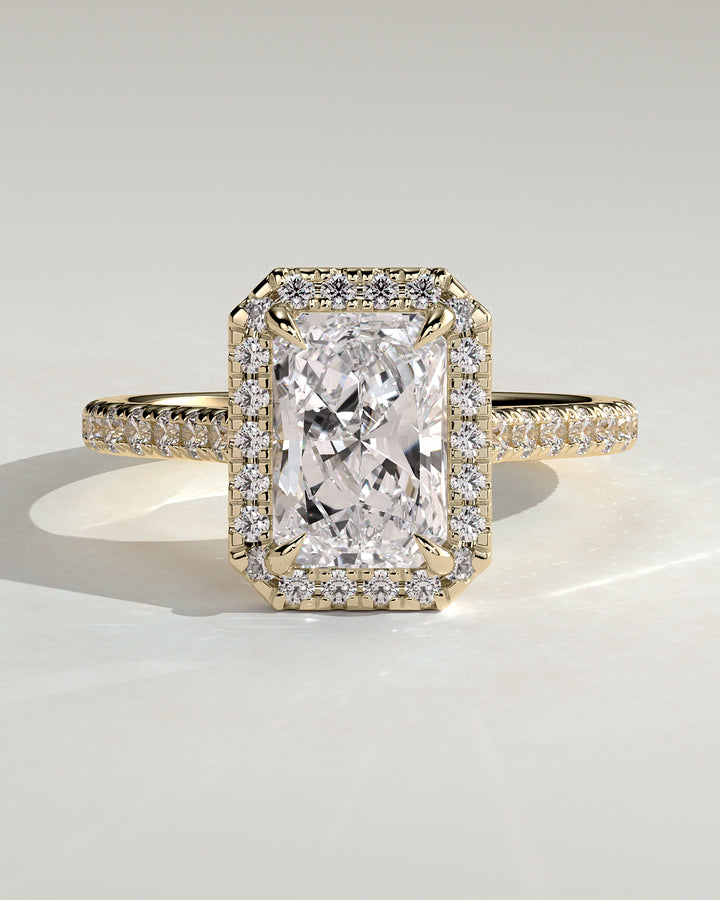 radiant halo engagement ring