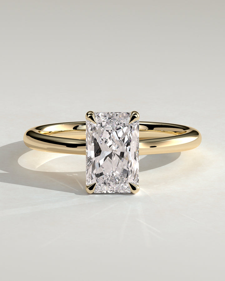 2.5ct Radiant Hidden Halo Lab Grown Diamond  Solitaire Engagement Ring
